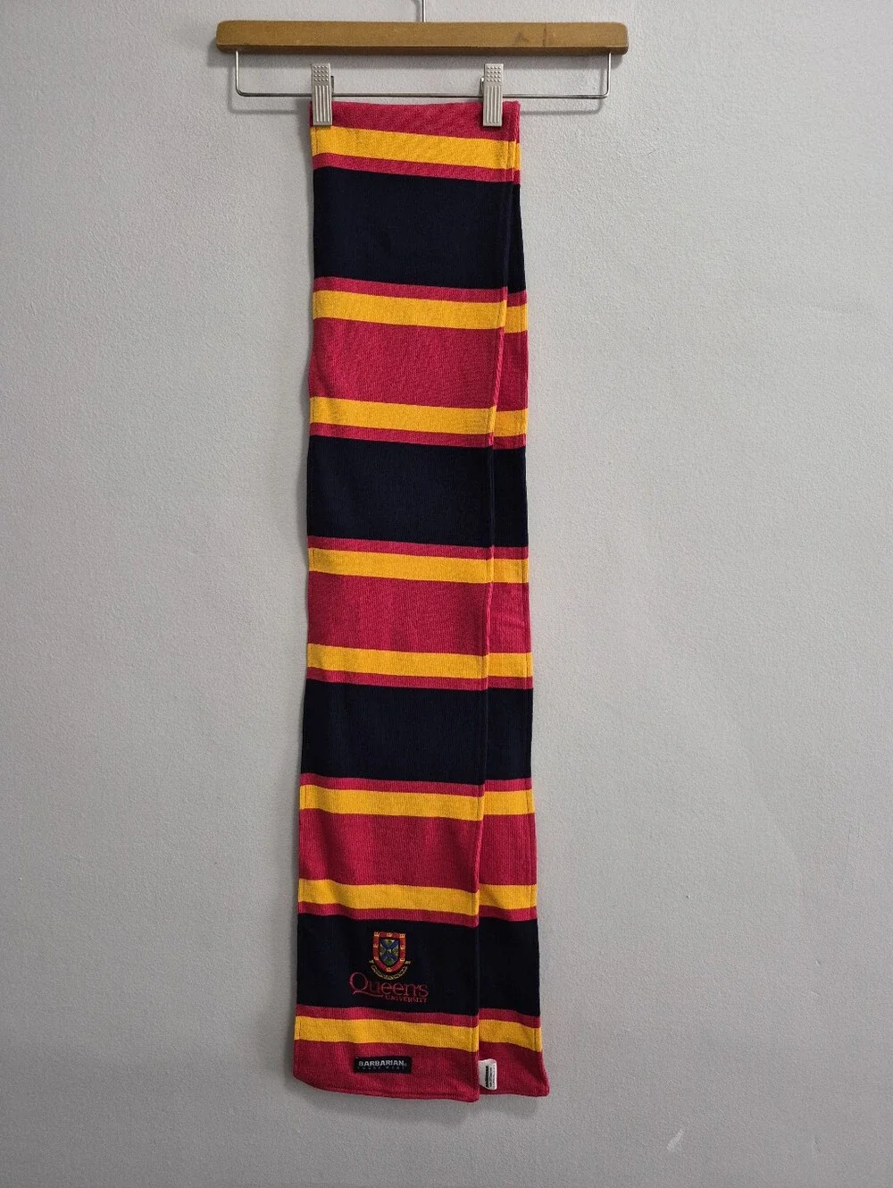 Queen's University Alum Rugby Striped Scarf Embroidered
